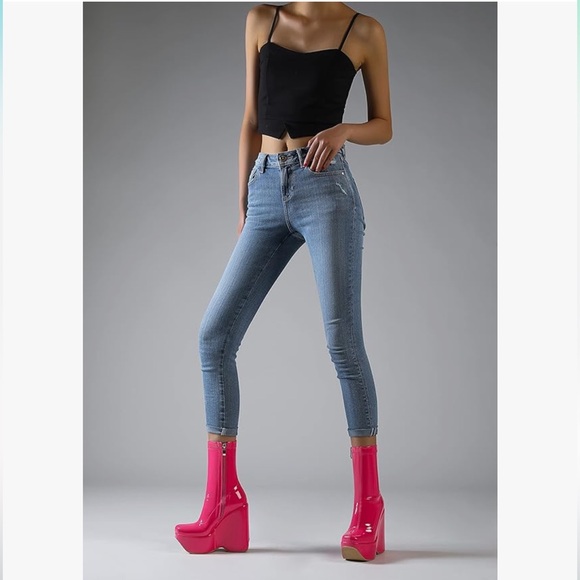 New Shop sun gurg Platform Ankle Boots for Women Wedges Narrow Mid-Calf Boot - Picture 5 of 10